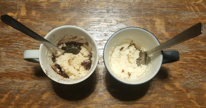Homemade left, mix right